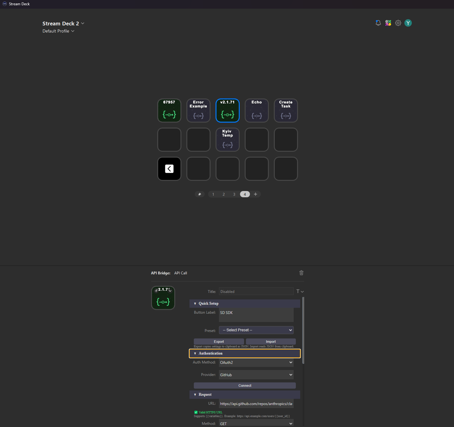 GitHub release tag with OAuth2 authentication